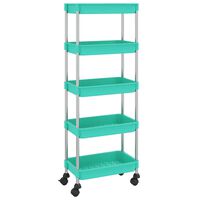 vidaXL Кухненска количка, 5 нива, тюркоаз, 42x29x128 см, желязо и ABS