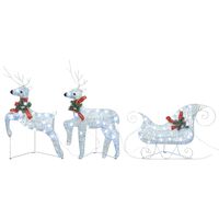 vidaXL Weihnachtsdeko Rentier & Schlitten 60 LEDs Outdoor Silbern