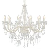 vidaXL Lustre com contas lâmpadas 12 x E14 branco