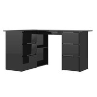 vidaXL magasfényű fekete forgácslap sarokasztal 145 x 100 x 76 cm