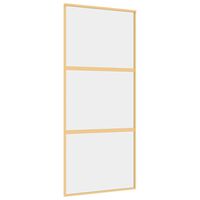 vidaXL Drzwi przesuwne, złote, 90x205 cm, przezroczyste szkło ESG