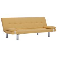 vidaXL Sofa-lova su dviem pagalvėm, geltonos spalvos, poliesteris