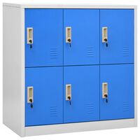 vidaXL Armadietto con Chiave Grigio Chiaro e Blu 90x45x92,5 cm Acciaio