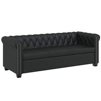 vidaXL 3-personers Chesterfield sofa kunstlæder sort