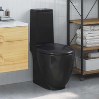 vidaXL Керамічний Унітаз з Нижнім Підключенням Круглий Чорний