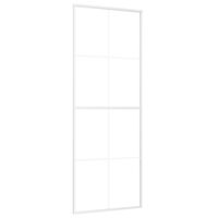 vidaXL Drzwi przesuwne, matowe szkło ESG i aluminium, 76x205 cm, białe