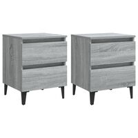 vidaXL Comodini con Gambe in Metallo 2 pz Grigio Sonoma 40x35x50 cm