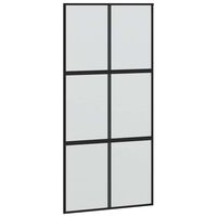 vidaXL Drzwi przesuwne, czarne, 102,5x205cm, szkło hartowane aluminium