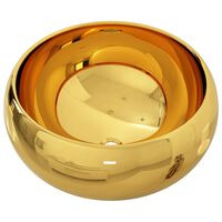 vidaXL 洗面器 40x15cm 陶器製 ゴールド