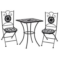 vidaXL 3dílný mozaikový bistro set keramický černobílý