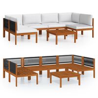 vidaXL 7 Piece Garden Lounge Set with Cushions Cream Solid Acacia Wood