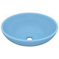 vidaXL Luxuriöses Ovales Waschbecken Matt Hellblau 40x33 cm Keramik