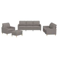 vidaXL 4 Piece Sofa Set with Cushions Light Grey Fabric