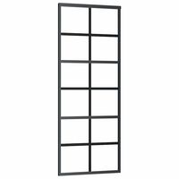 vidaXL Drzwi przesuwne, szkło ESG i aluminium, 76x205 cm, czarne