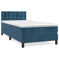 vidaXL sötétkék bársony rugós ágy matraccal 80 x 200 cm