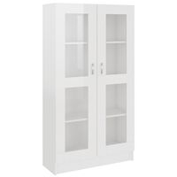 vidaXL Vitriinikaappi korkeakiilto valk. 82,5x30,5x150 cm tekninen puu