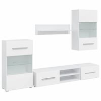 vidaXL Five Piece Wall Display Cabinet TV Unit with LED Lighting White