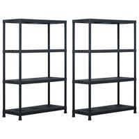 vidaXL Storage Shelf Racks 2 pcs Black 220 kg 90x40x138 cm Plastic