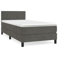 vidaXL sötétszürke bársony rugós ágy matraccal 80 x 200 cm