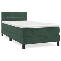 vidaXL Box spring postel s matrací tmavě zelená 80 x 200 cm samet