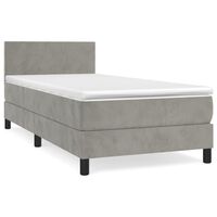 vidaXL világosszürke bársony rugós ágy matraccal 80 x 200 cm