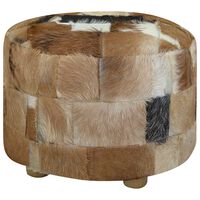 vidaXL Poef rond 50x50x45 cm echt leer