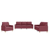 vidaXL Set di Divani 3 pz con Cuscini Rosso Vino in Tessuto