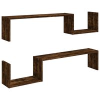 vidaXL Mensole a Muro 2 pz Rovere Fumo 100x15x20 cm Legno Multistrato