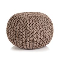 vidaXL Pouf Lavorato a Maglia in Cotone 50x35 cm Marrone