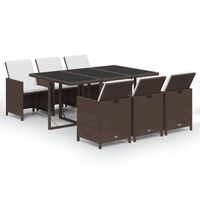vidaXL Set mobilier de grădină cu perne, 7 piese, maro, poliratan