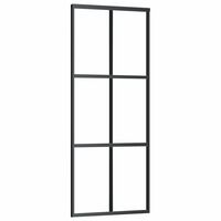 vidaXL skydedør 76x205 cm sikkerhedsglas og aluminium sort