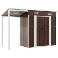 vidaXL barna kerti fészer meghosszabbított tetővel 277x110,5x181 cm