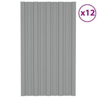 vidaXL Roof Panels 12 pcs Galvanised Steel Grey 80x45 cm
