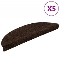 vidaXL Tapetes escada autoadesivos 5 pcs 56x17x3 cm agulhado castanho