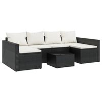 vidaXL 2 pcs conjunto lounge de jardim c/ almofadões vime PE preto