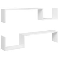 vidaXL Wandschappen 2 st 100x15x20 cm bewerkt hout hoogglans wit