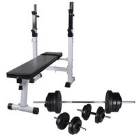 vidaXL treeningpink raskuste hoidja, kangide ja hantlitega 60,5 kg