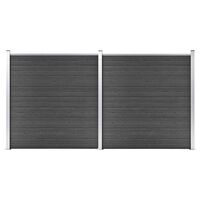 vidaXL fekete WPC kerítéspanelszett 353 x 186 cm