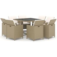 vidaXL Set mobilier pentru grădină cu perne, 9 piese, bej, poliratan