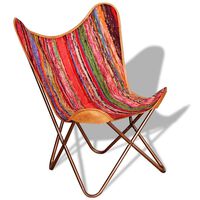 vidaXL Butterfly-Sessel Mehrfarbig Chindi-Stoff