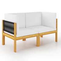 vidaXL 2-seater Garden Bench with Cushions Solid Acacia Wood