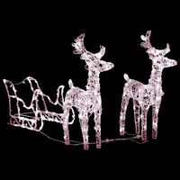 vidaXL Rentiere & Schlitten Weihnachtsdekoration 160 LEDs 130 cm Acryl