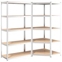 vidaXL Scaffali 5 Ripiani 2 pz Argento in Acciaio e Legno Multistrato