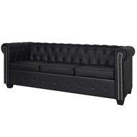 vidaXL Driezitsbank Chesterfield-stijl kunstleer zwart