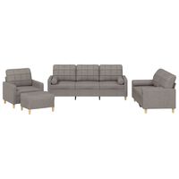 vidaXL 4 Piece Sofa Set with Cushions Light Grey Fabric