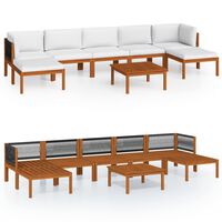 vidaXL 8-delige tuinloungeset met kussens crème 63x63 cm