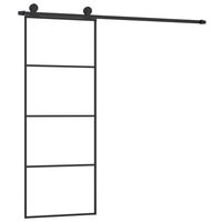 vidaXL ESG üveg és alumínium tolóajtó fémszerelvény-szettel 76x205 cm