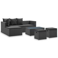 vidaXL 屋外ラウンジ4点セット クッション付き 合成ラタン製 ブラック