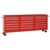 vidaXL Gereedschapswagen met 21 lades staal rood
