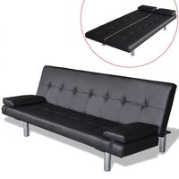 vidaXL Divano Letto con 2 Cuscini in Similpelle Regolabile Nero